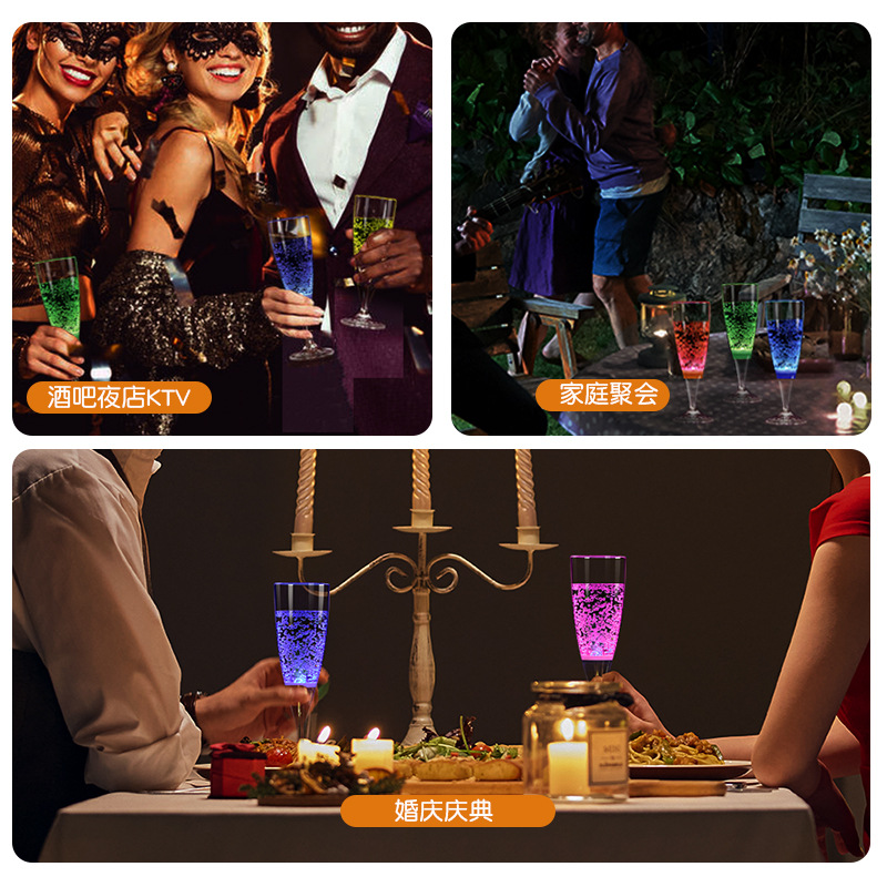 Venta directa de fábrica copa luminosa sensible al agua copa de vino LED copa de champán fiesta de boda copa de vino de regalo creativo de Navidad