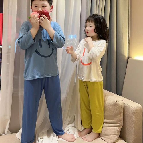 Parent-child pajamas, summer children's modal three-quarter sleeve suit, loose air-conditioned clothes for older children, boys and girls home clothes