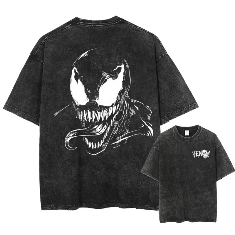 Marvel Venom Printed T-Shirt, Fashionable and Casual, Suitable for Both Men and Women, Short-Sleeved Pure Cotton Washed Retro Loose Short-Sleeved T-Shirt for Men Marvel Venom Printed T-Shirt, Fashionable and Casual, Suitable for Both Men and Women, Short-Sleeved Pure Cotton Washed Retro Loose Short-Sleeved T-Shirt for Men