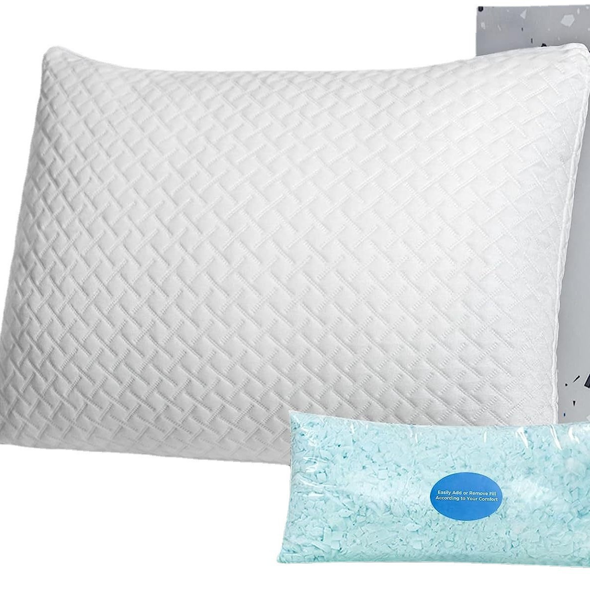 Amazon Wish almohada de espuma de memoria personalizada capa de aire de fibra de bambú altura ajustable funda de almohada