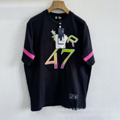 跨境实拍高品质 25ss D家新款数字印花拼袖短袖宽松版型情侣款T恤