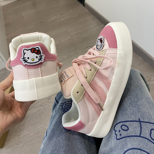 kt cat white shoes women's shoes  autumn new casual versatile color matching student sneakers design sense bread shoes