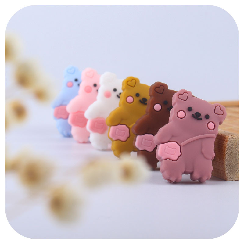 Creativo DIY bebé suministros animal de dibujos animados oso silicona joyería bebé chupete cadena molar teether pulsera Accesorios