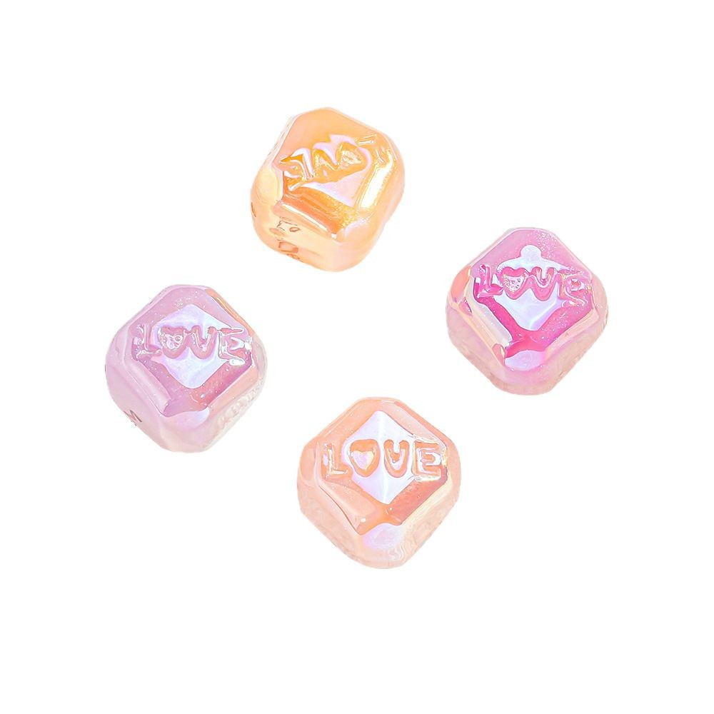 10 piezas de superficie de corte de cambio de color de luz ultravioleta LOVE cuadrado con cuentas de bricolaje cadena de teléfono móvil accesorios de joyería estilo mixto lote suelto