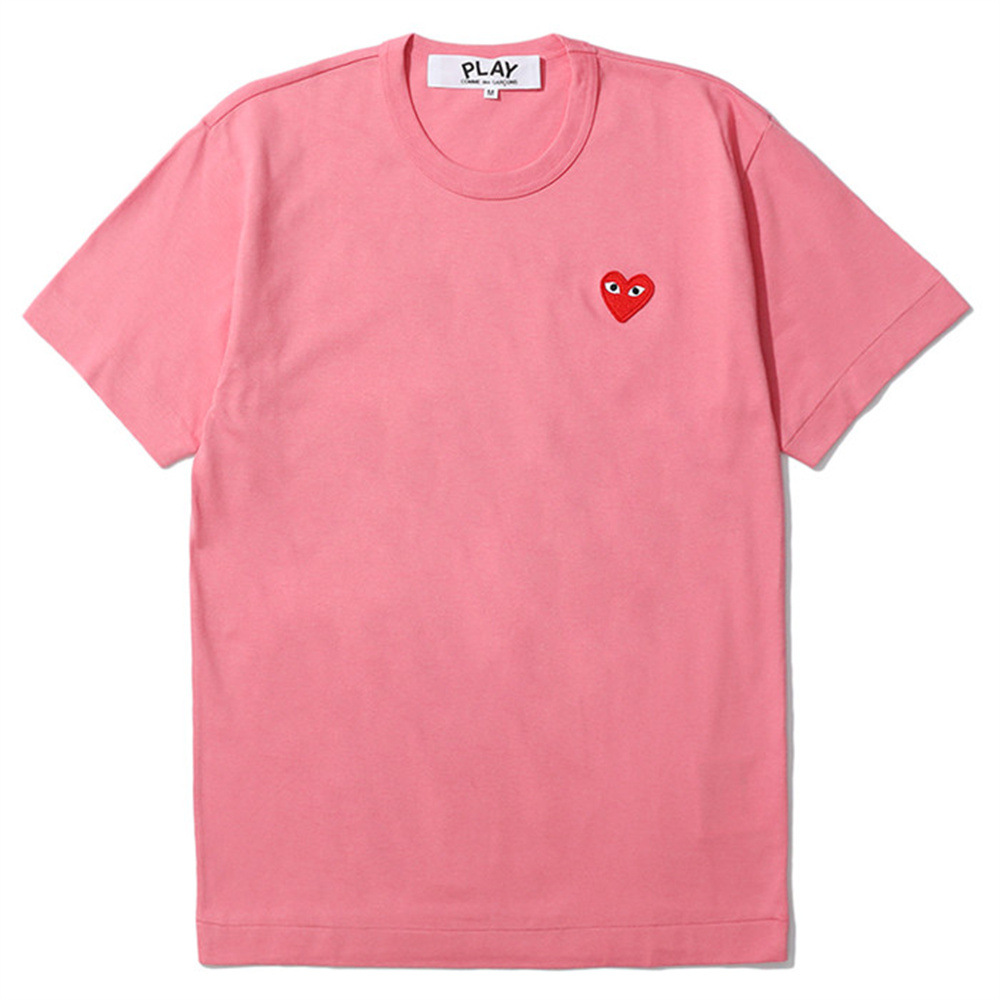 PLAY camiseta de manga corta unisex con bordado de corazón de mosaico de verano, corazón doble, corazón dorado