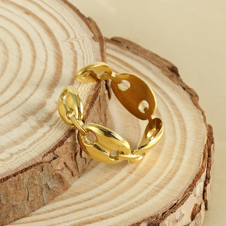 304 Stainless Steel Material Wholesale Jewelry Fashion Geometric 304 Stainless Steel 18K Gold Plated Plating Stainless Steel Rings