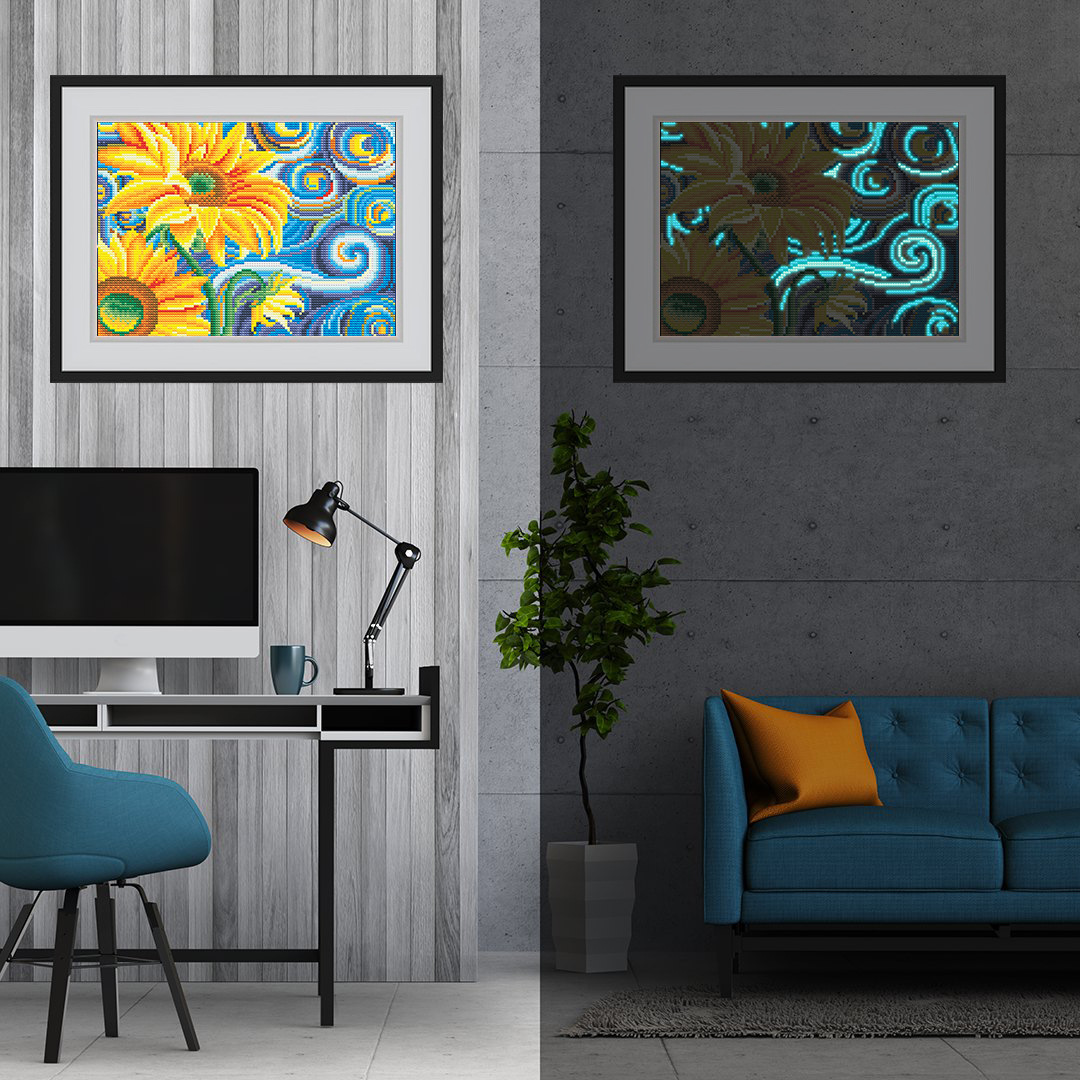 Explosiones transfronterizas pinturas de diamantes luminosas hechas a mano dormitorio sala de estar pinturas de diamantes perimetrales decoración luminosa sin marco