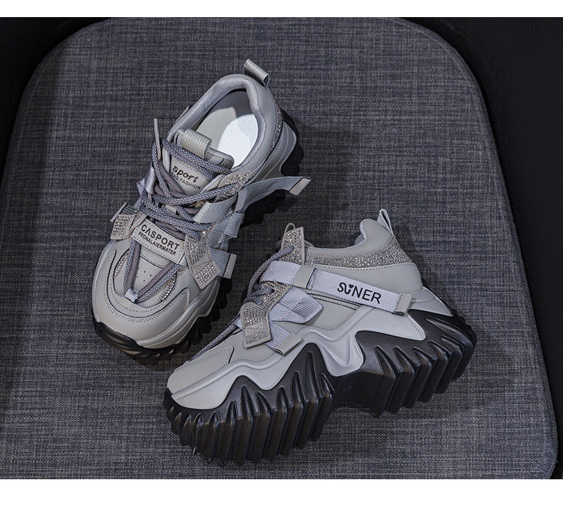 Giày sneaker nữ chunky đế dày phong cách retro, tăng chiều cao — Xám lông cừu 5013-1, Be lông cừu 5013-1, Be một lớp 5013, Đỏ lông cừu 5013-1 chi tiết 30