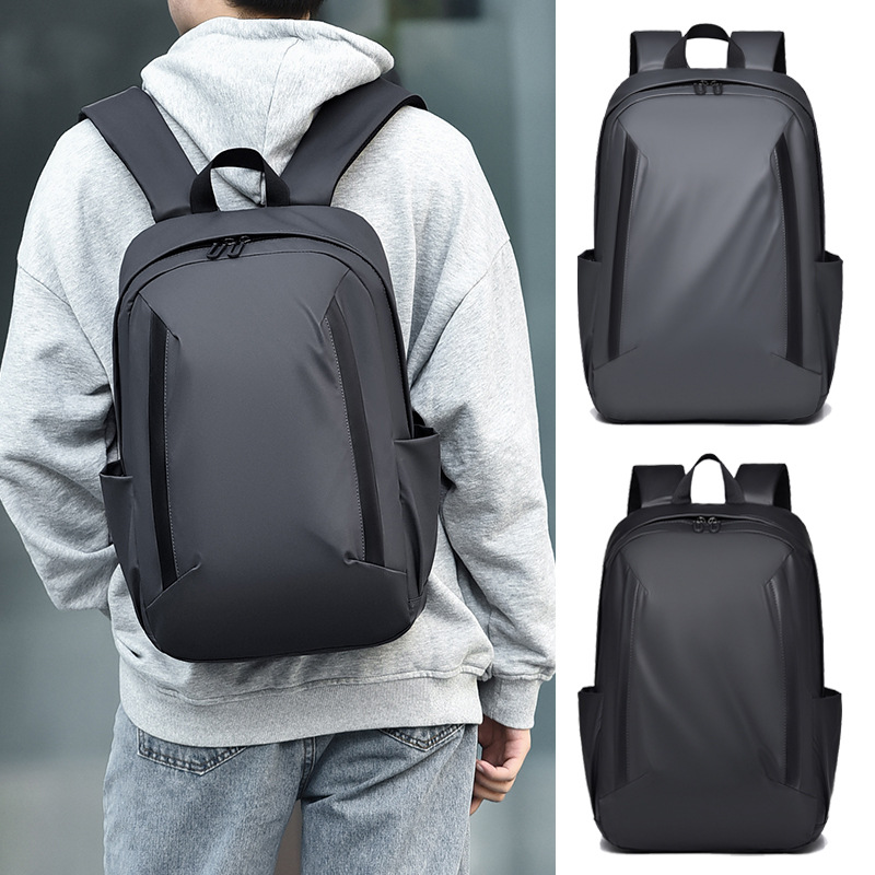 Backpack Men's Leather Membrane Water-Repellent Backpack15.6-inch Computer Bag Commuting Backpack Large Capacity Travel Backpack