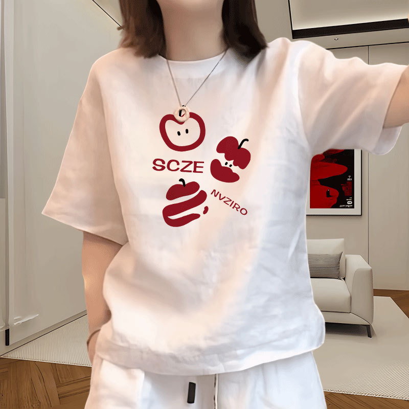 半袖2025新作おしゃれな純綿Tシャツレディース年齢軽減夏スタイルトップス|undefined