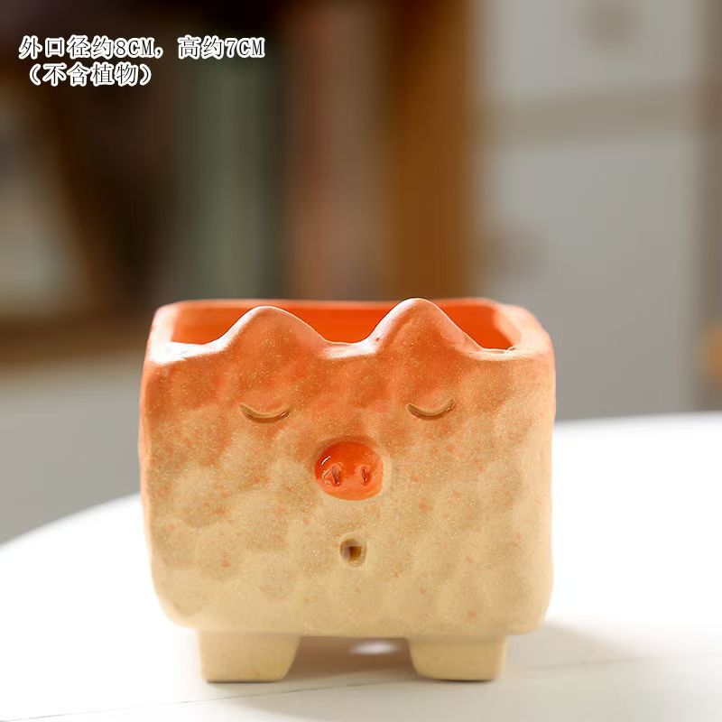 白羊可爱卡通小动物彩绘异形透气多肉花盆个性超萌摆件工艺品批发|undefined