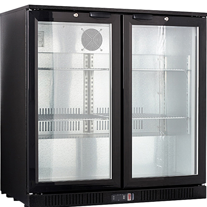酒吧啤酒柜嵌入式保鲜小冰柜商用展示冷藏柜双开门风冷吧台饮料柜