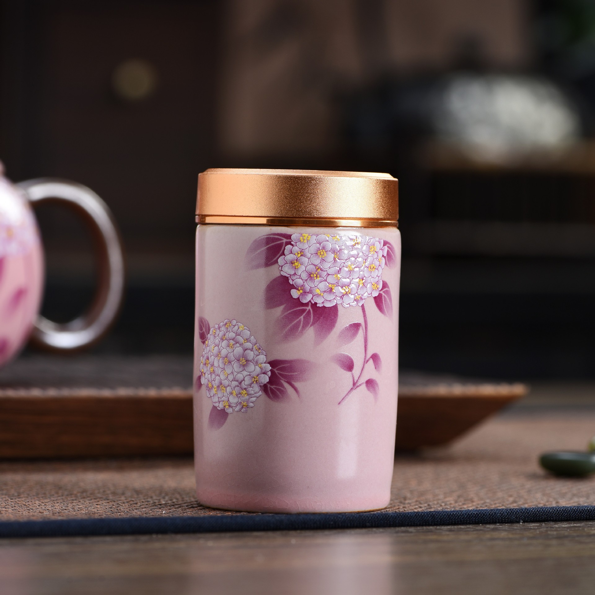 旅行便携陶瓷茶叶罐普洱红茶茶罐茶道零配茶具家用密封罐小号茶罐