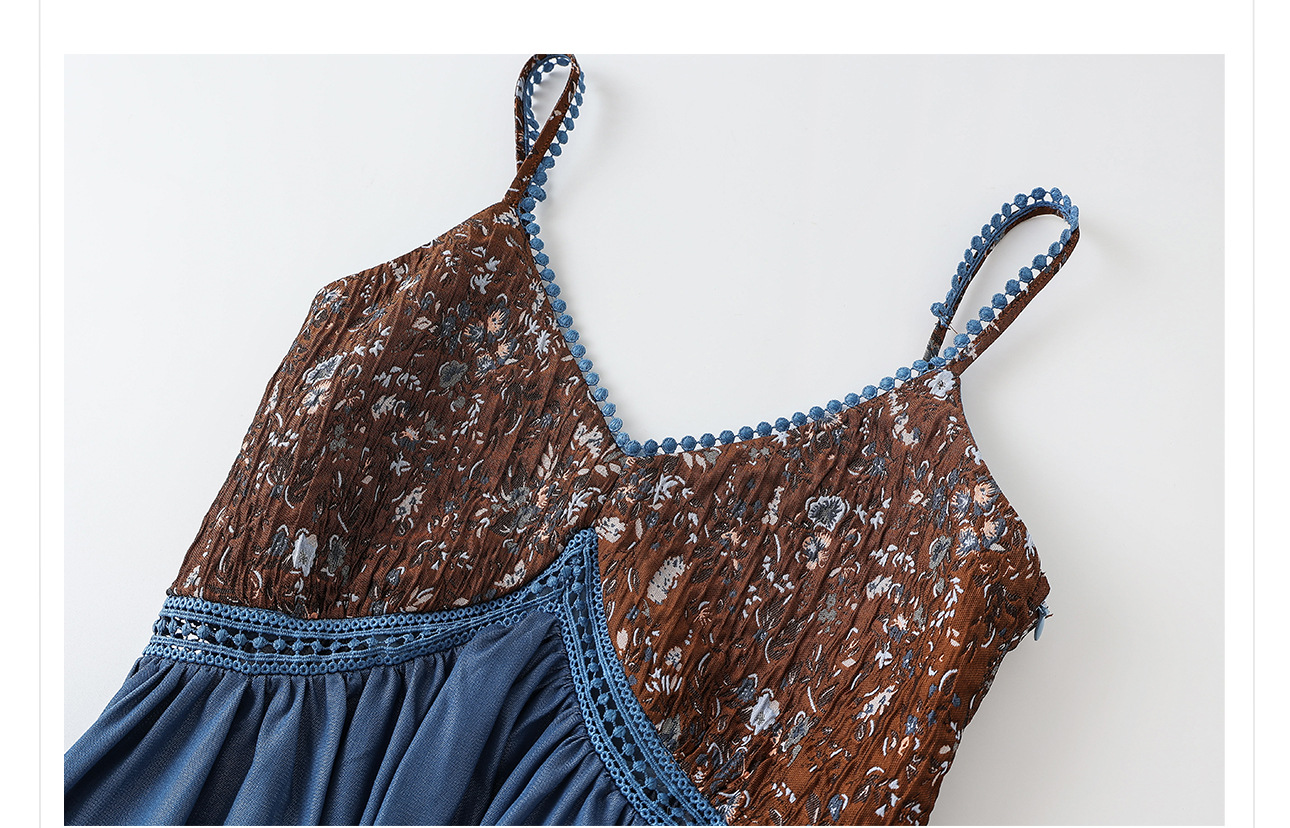 Váy yếm denim phong cách Trung Quốc mới, thiết kế jacquard nhuộm sợi cao cấp, dáng suông — màu nâu, màu xanh lá cây chi tiết 39