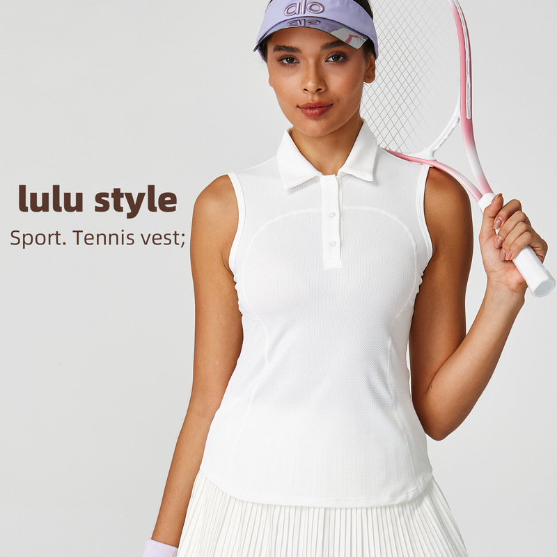 Lulustyle Tennis Wear Polo Shirt Women's Sleeveless Quick-Drying Breathable Yoga Golf Sports T-Shirt Export Lulustyle Tennis Wear Polo Shirt Women's Sleeveless Quick-Drying Breathable Yoga Golf Sports T-Shirt Export