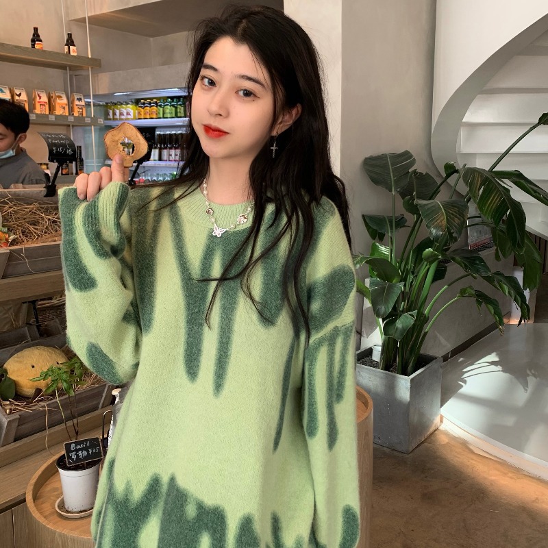 Transfronteriza suéter impreso ropa de mujer Primavera y otoño 2023 nuevo jersey estilo coreano Suelta todo fósforo ropa de abrigo suéter abrigo image 4