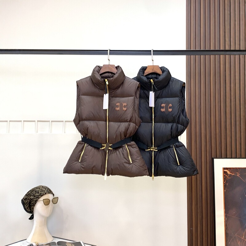 Cel Home 25 Gold Zipper Autumn and Winter New Fashion Stand Collar Short down Vest Women's Waist Vest Jacket