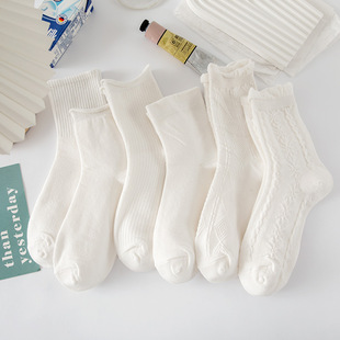 White Socks for Women Cute Japanese Style Jk Socks Ins Trendy Summer Mid-Calf Socks Spring and Autum Long Lolita Lace Socks