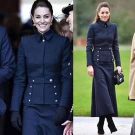 凯特王妃同款20秋季外贸女装新款翻领长袖西装外套+中长半裙套装