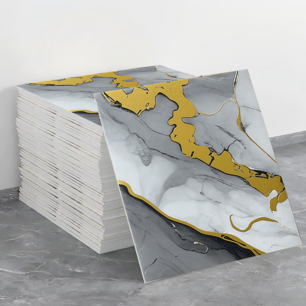 Pegatinas de pared de azulejos de imitación impermeables autoadhesivas Placa de aluminio y plástico Decoración de renovación Pegatinas de pared de cocina de mármol feo Baño
