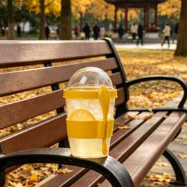 透明塑料酸奶杯早餐杯水杯大容量密封防漏外带上班族早餐代餐杯
