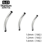 G23钛穿刺饰品F136钛合金内螺纹眉钉唇钉舌钉内牙弯杆配件香蕉杆
