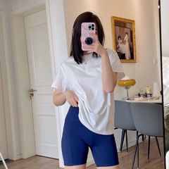 Summer Casual Short Sleeve Candy Color Slimming Loose Plus Size Cotton T-Shirt Quick Dry Breathable Sports Yoga Lightweight Thin Model