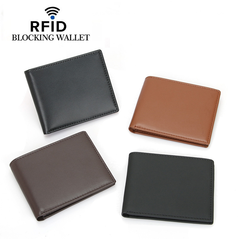 Russian cross-border leather men's wallet wholesale new hot RFID anti-theft brush multi-color short money clip