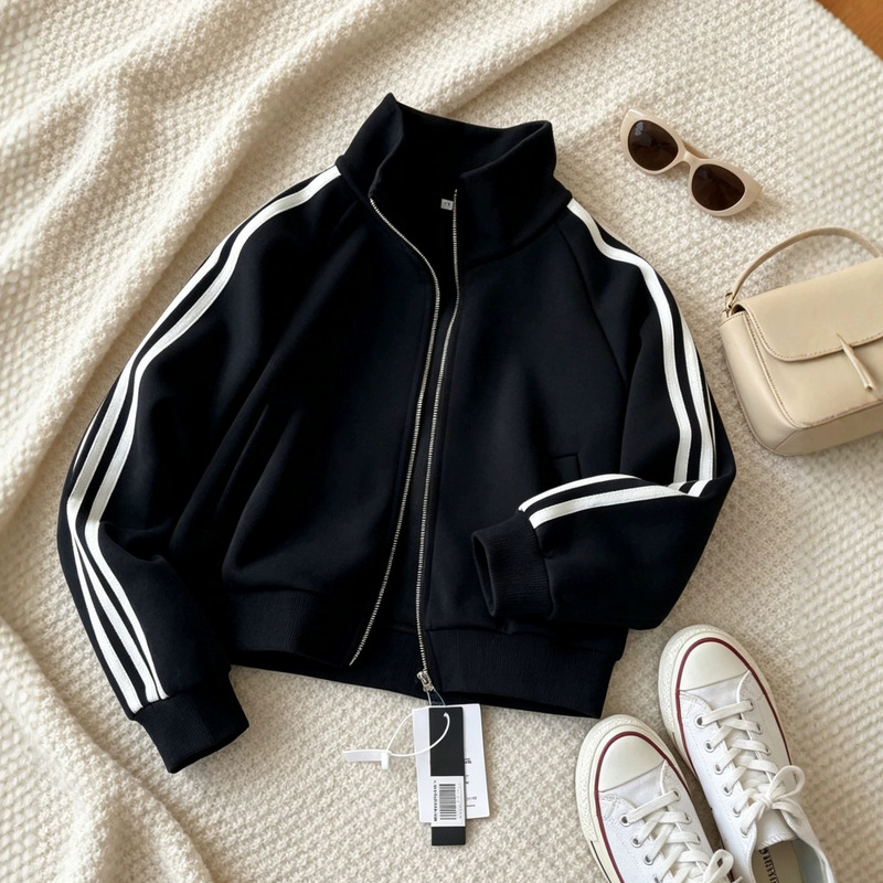 Short sweatshirt, thin jacket for women, spring and autumn, regular shoulder, sports cardigan, women's jacket, 2026 new women's autumn fashion