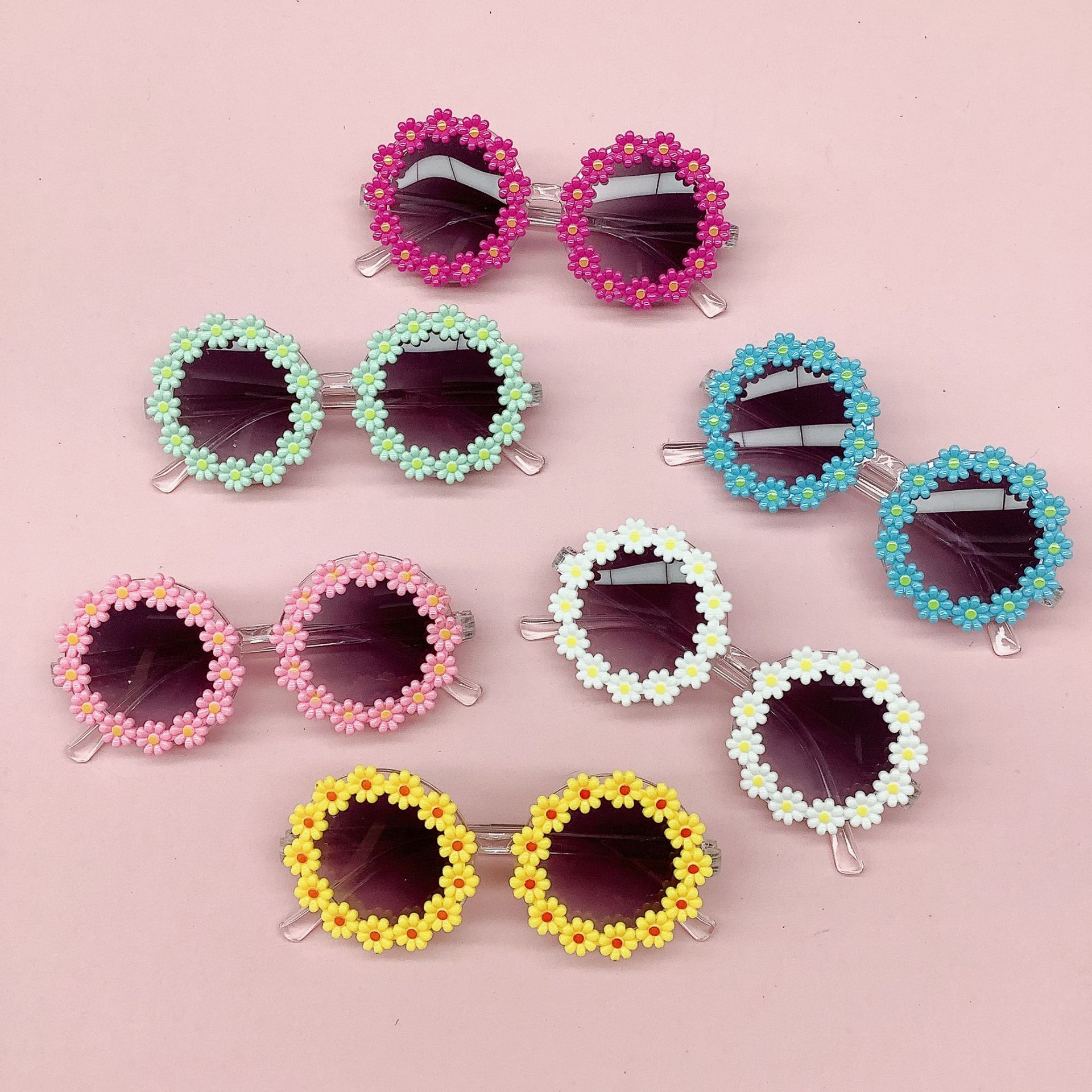 New Flower Children's Girl's Cute Sunglasses Seaside Sunglasses Korean Style Children's Fashion Glasses Trendy