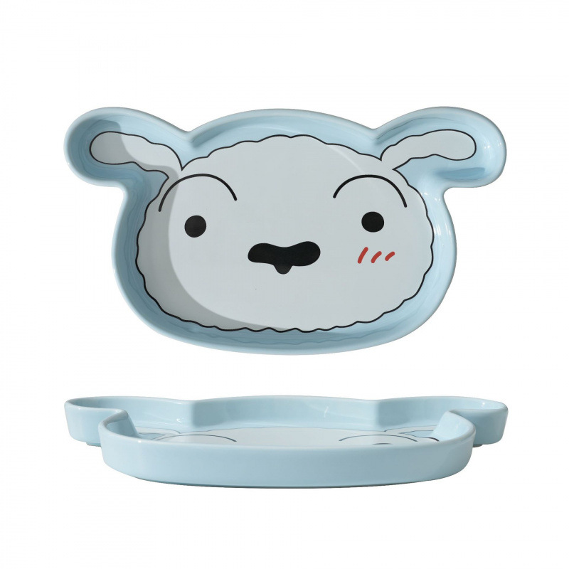 Crayón pequeño nuevo encantador plato de cerámica cubiertos domésticos dibujos animados nuevos plato de porcelana de arroz personal creativo y atractivo