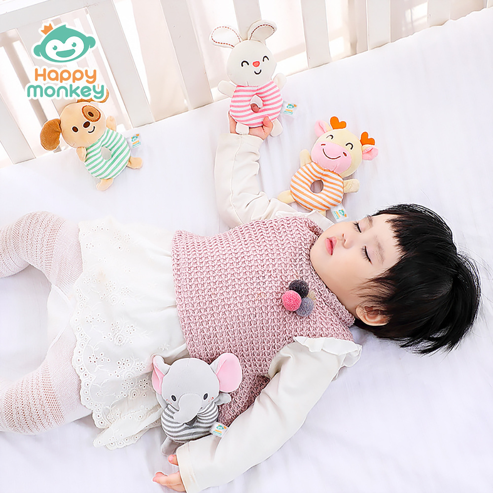 Sonajero de mano redondo para bebés Happymonkey, sonajero de mano para bebés de 0 años, juguete relajante