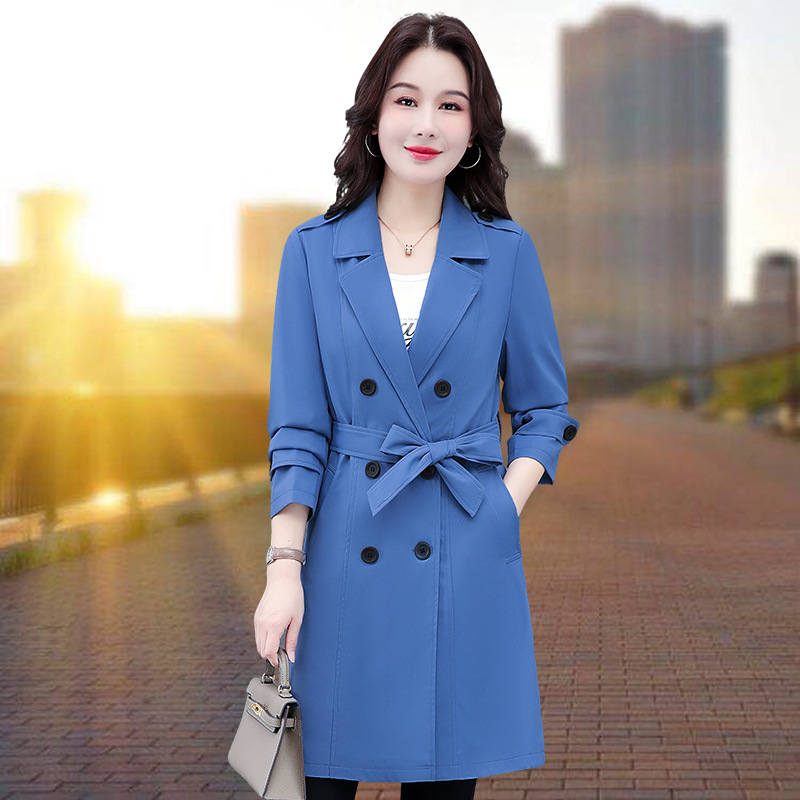 Windbreaker Women's Mid-Length Autumn Clothing 2025 New Korean Style Elegant Slimming Look Fashionable Double-Breasted Jacket