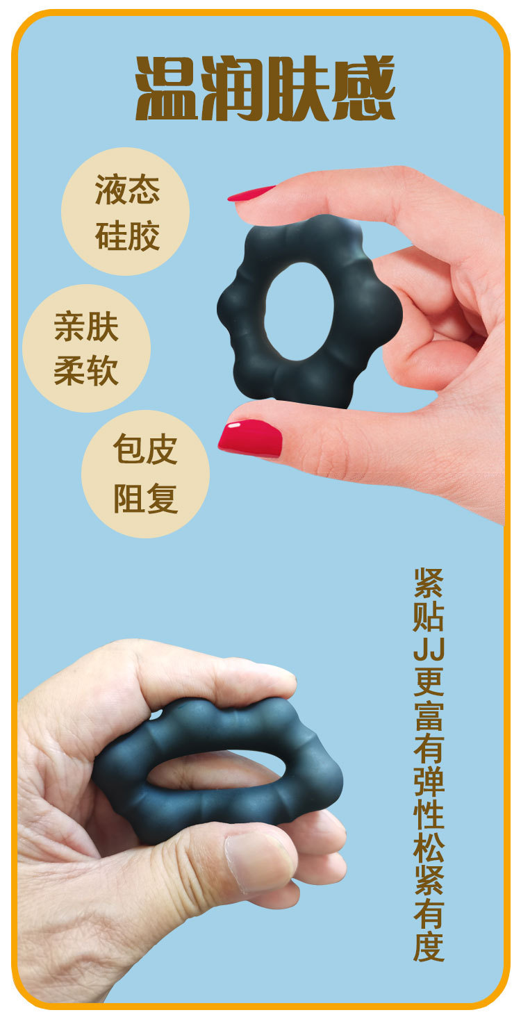 Men’s Liquid Silicone Delay Ring, Hexagon Design, Non-Vibrating Couples Wearable — detail image 12
