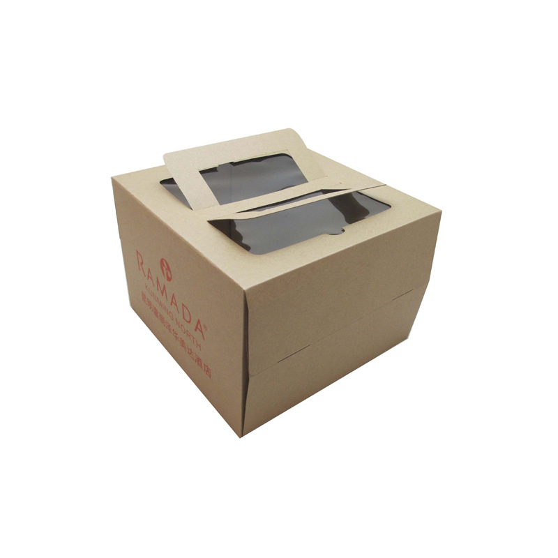 厂家制作开窗蛋糕盒 手提蛋糕纸盒 环保牛皮纸蛋糕纸盒