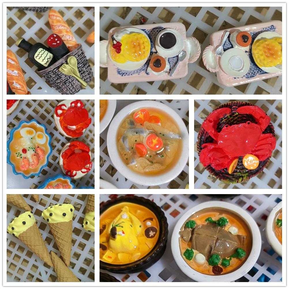 Новая большая Смола Наклейка на холодильник Слепая Коробка слепая сумка мясо горячий горшок блюдо DIY моделирование с магнитными аксессуарами холодильник магнитная наклейка