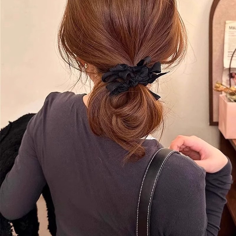 Tejido simple anillo de cabello cuerda de cabeza mujer 2025 nuevo tocado de banda de goma de cabeza de bola de alta elasticidad cuerda de cabello de cola de caballo