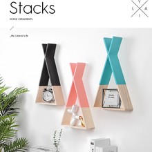 欧式X形风格木质墙壁挂架房间装饰壁挂挂饰闹钟相册花瓶置物架