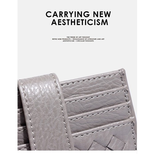 Summer new hand-woven bag solid color simple coin purse small and exquisite ultra-thin multi-card slot card holder card holder for women