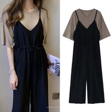 韵暖香哺乳衣外出辣妈款夏季时尚百搭T恤+背带裤两件套装产后喂奶