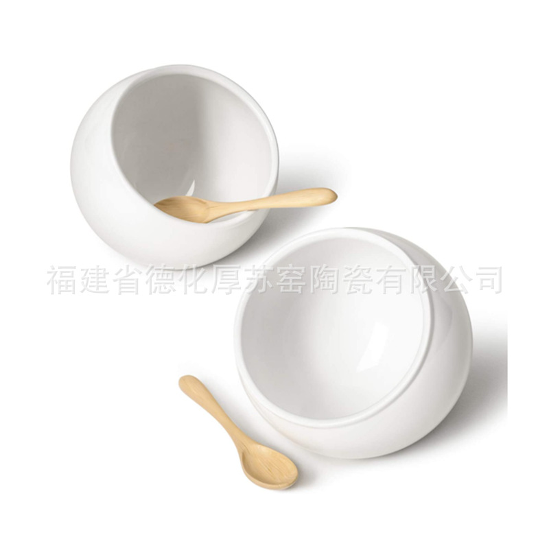 Salt Pig Ceramic Set wWooden S