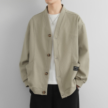 开衫外套男春季2024新款高级感上衣服日系复古慵懒风披肩V领夹克