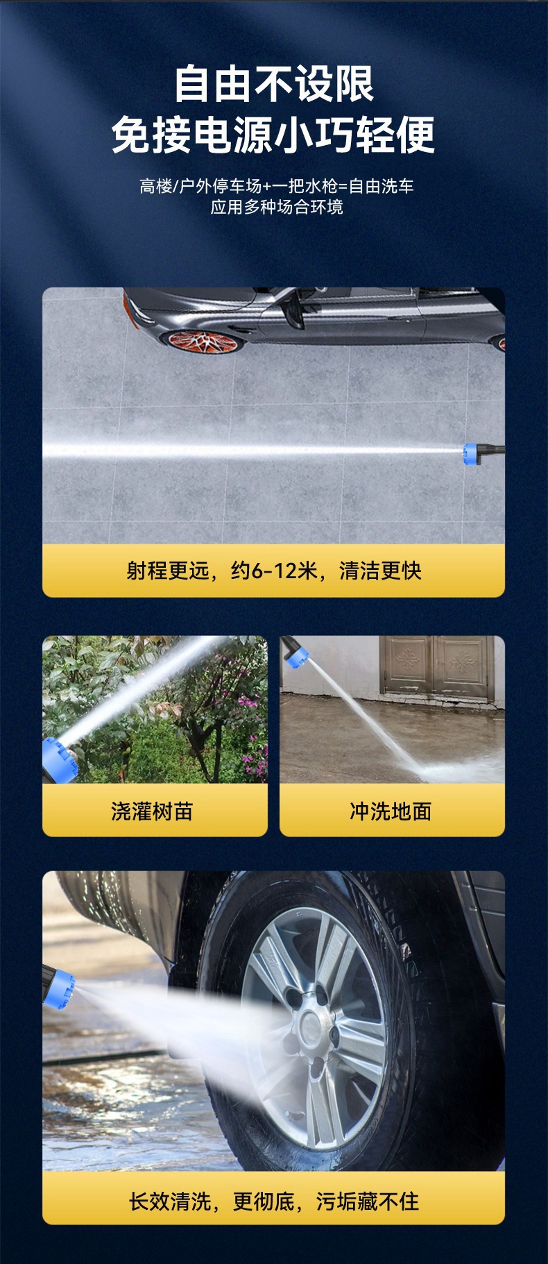High-Pressure Car Wash Water Gun Household High-Power Rechargeable Lithium Battery Water Pump Portable Wireless Car Wash Machine Cleaning Artifact