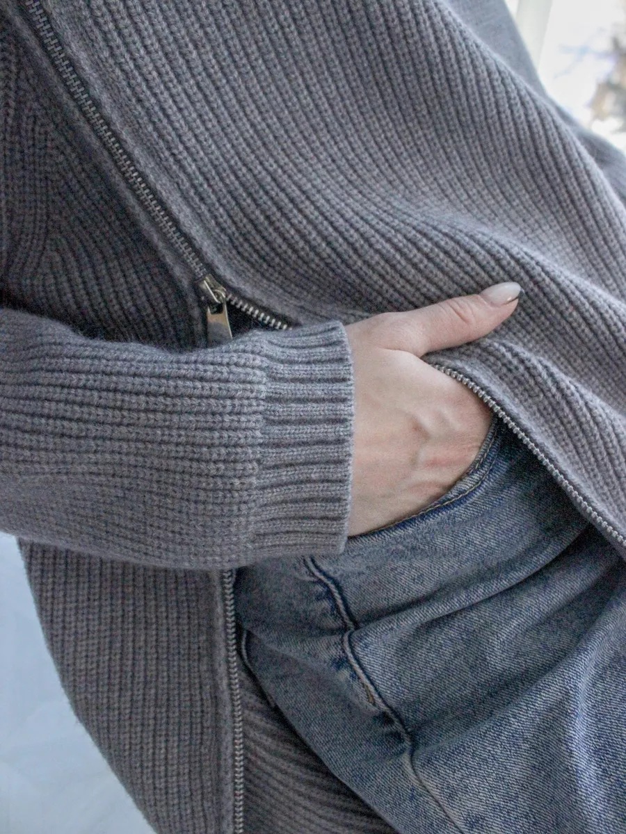 Pull tricoté sexy à col haut et fermeture éclair de style paresseux, haut chaud à manches longues et ample pour vêtements d'extérieur, tendance et épais_voghion.com