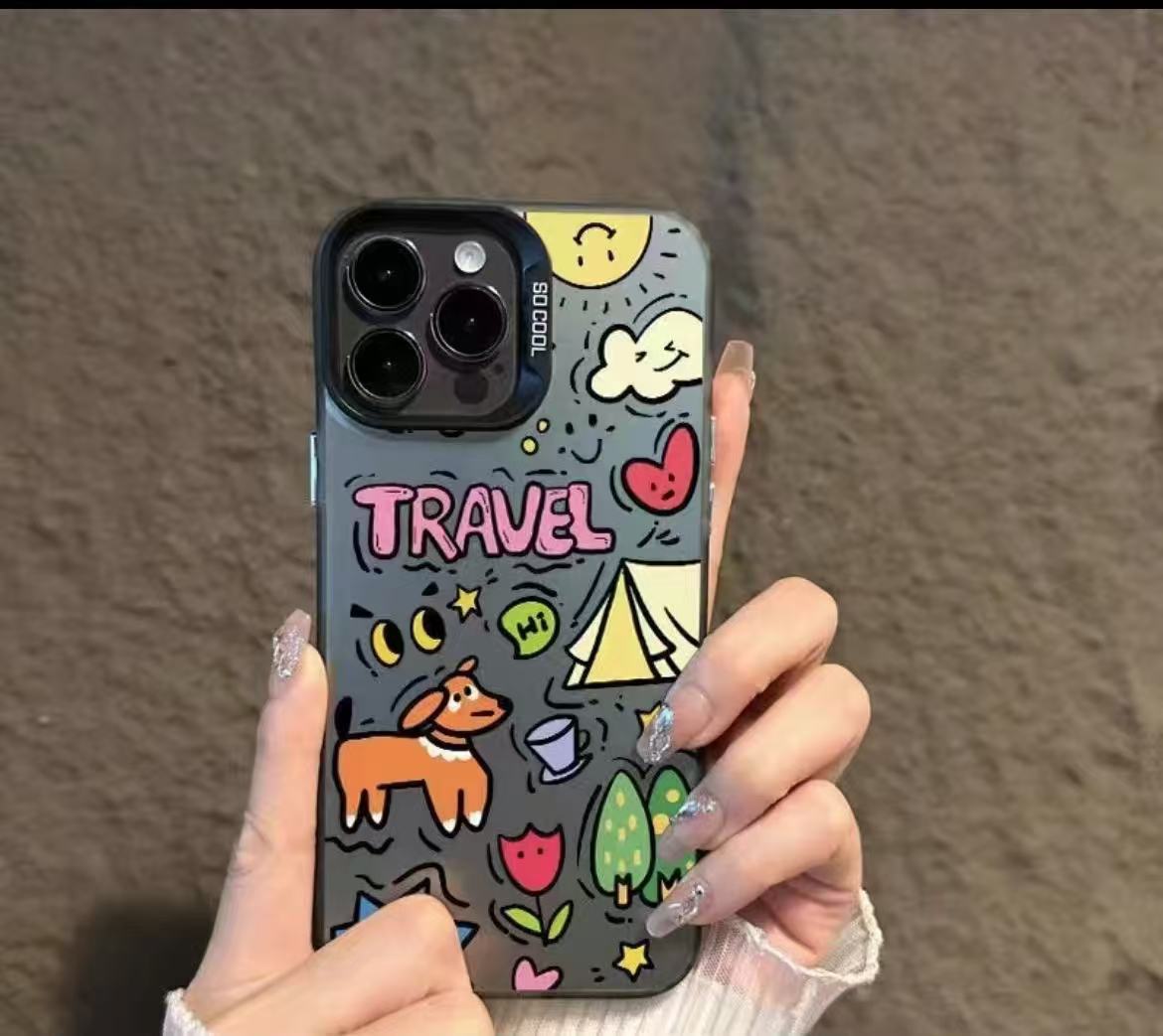 Nuevo cachorro de graffiti para iPhone 16 funda para teléfono móvil Apple 15promax/14 anti-caída 13pro1 2/11x