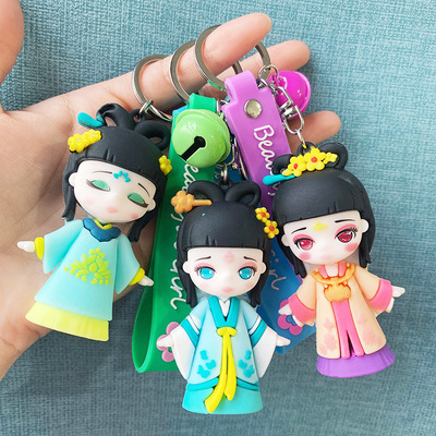 2021新品红楼梦金陵十二钗钥匙扣林黛玉可爱3D公仔pvc钥匙链|ru