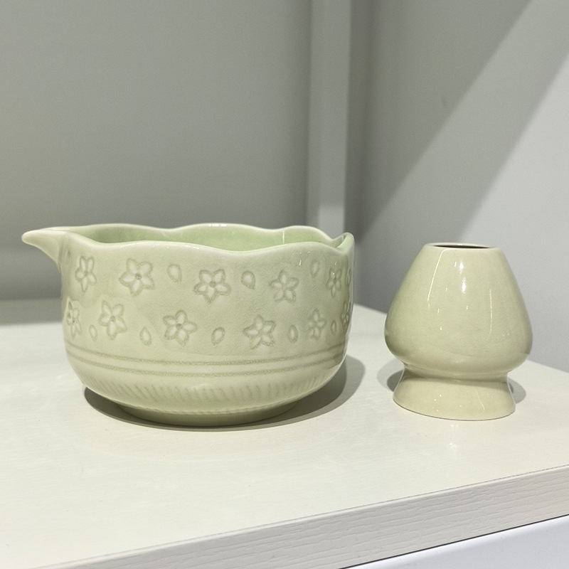 口付き抹茶ボウル、陶器製日本抹茶ボウル、抹茶ツール、茶筅、宋代茶セット、大腹ボウル|undefined