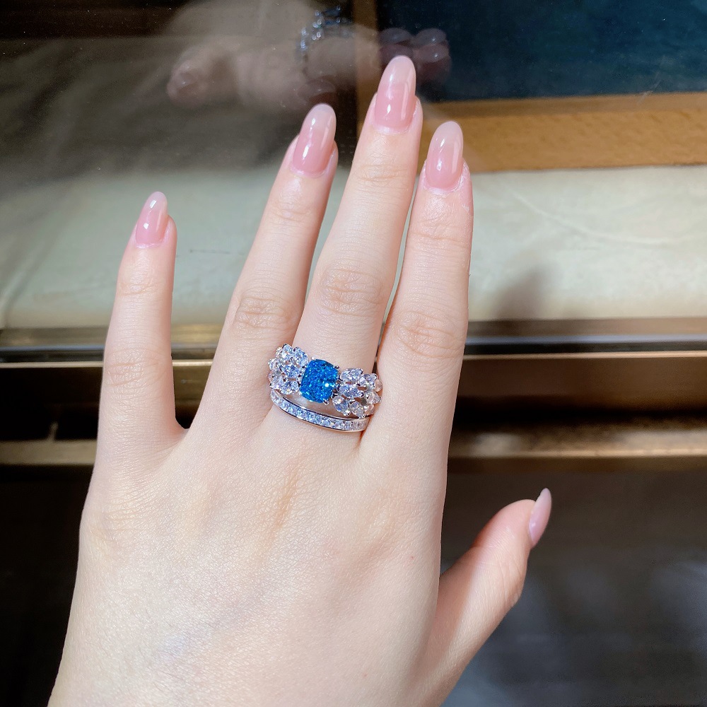 Fashion Butterfly Sterling Silver Inlay Zircon Rings 1 Piece