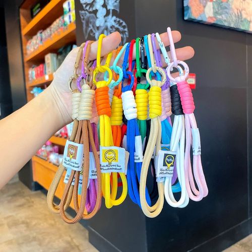 Minimalist Hand-woven Rope Color-blocked Keychain Phone Case Adjustable Lanyard DIY Trendy Niche Pendant