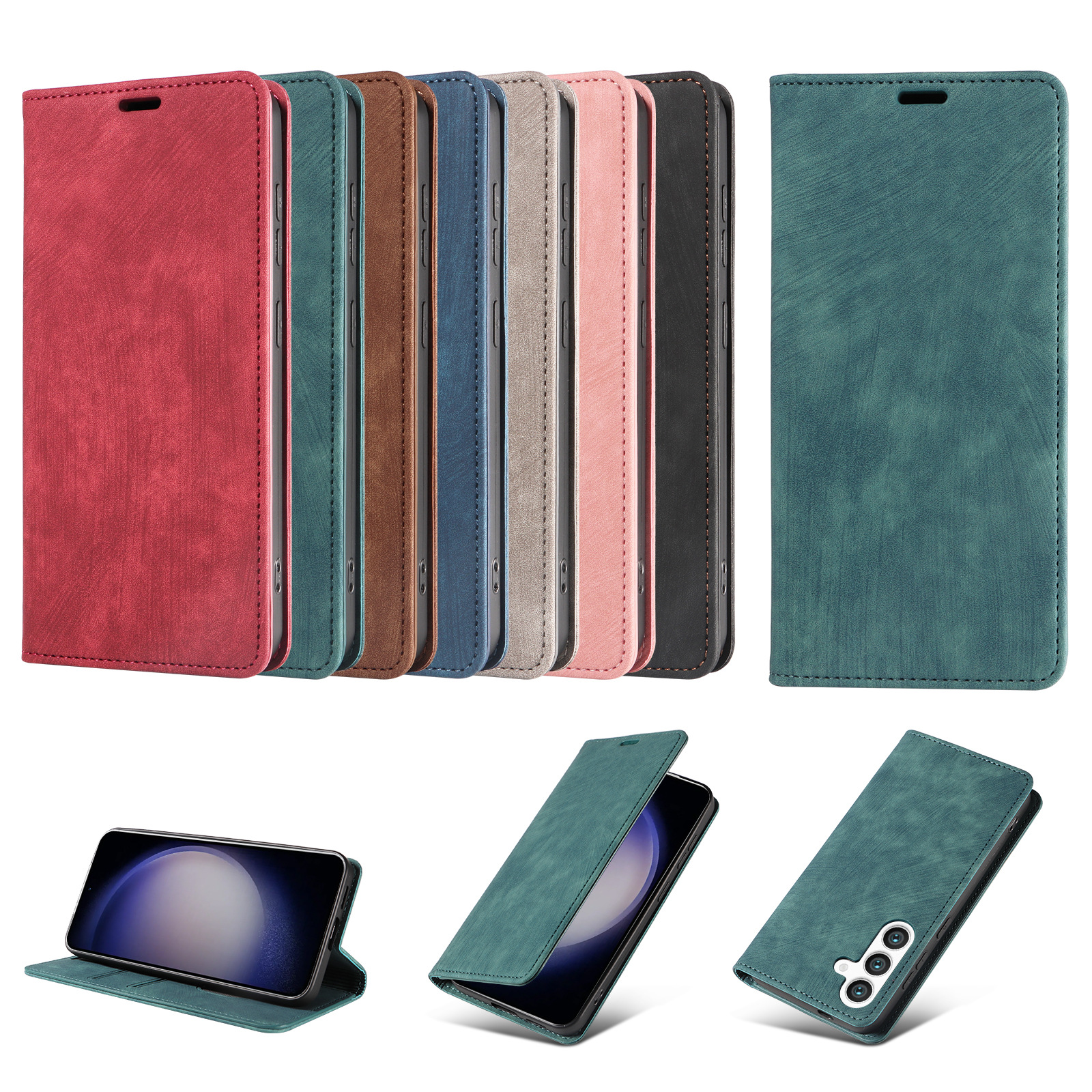 Suitable for Samsung S26 Mobile Phone Leather Case, S25 Ultra Flip Cover, S23 Fe Phone Case, S10 Protective Case, A51 Magnetic Suction
